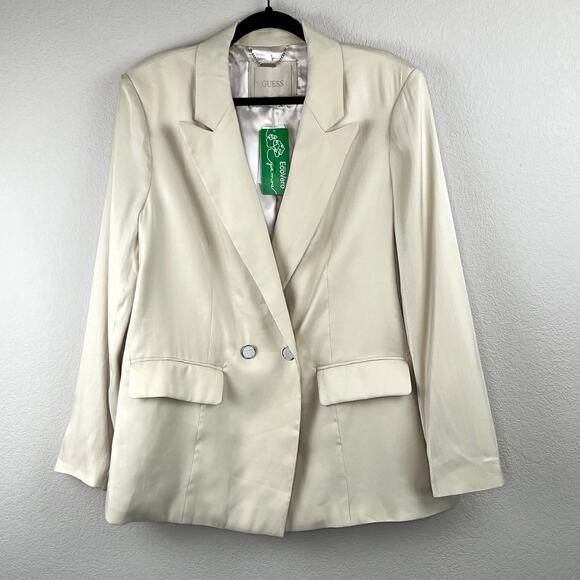 Guess Cream Cemento Adriana Peak Lapel Two Button Double Breasted Blazer XL NWT - Picture 14 of 16